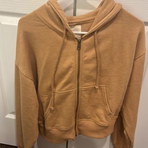 american eagle full zip brown hoodie